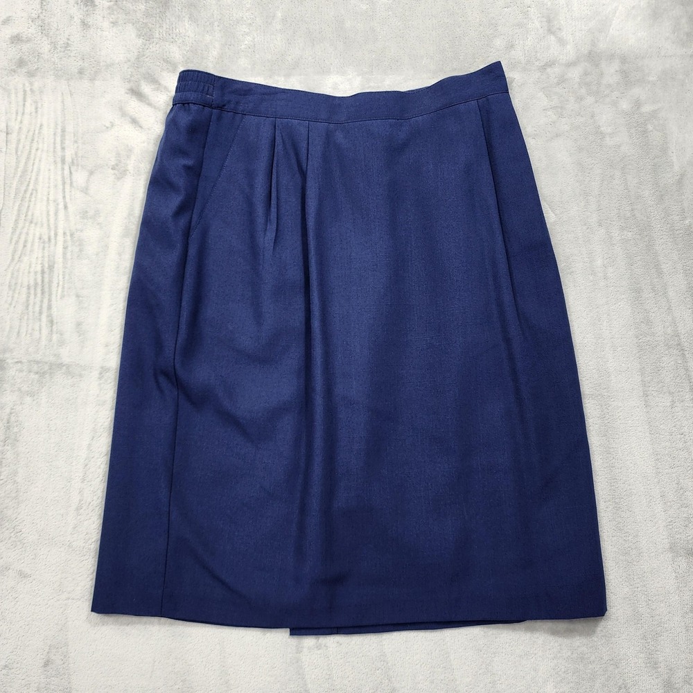 NEW Vintage Sag Harbor Skirt Womens 16‎ Blue Pencil Pleated Lined Office Preppy